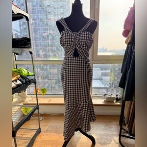 Boohoo Black and White Checkered Midi Dress